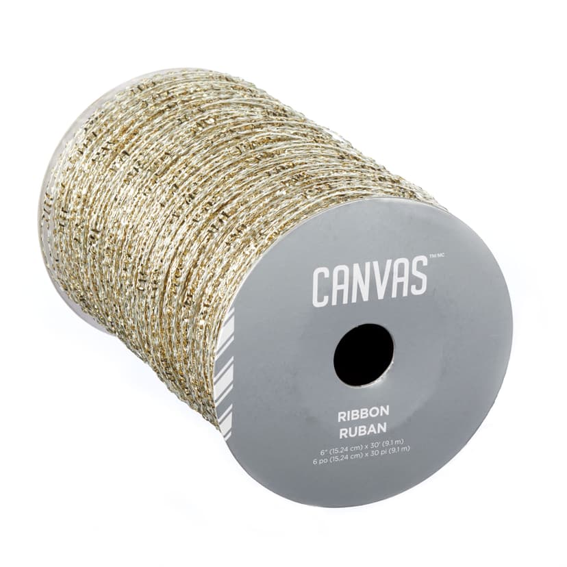 CANVAS Silver Collection Christmas Decoration Expandable Mesh Ribbon, 6-in x 30-ft