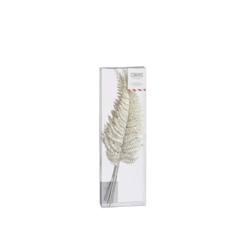 CANVAS White Collection Glittering Decoration Leaf Christmas Ornament Set, 12-in, 6-pk