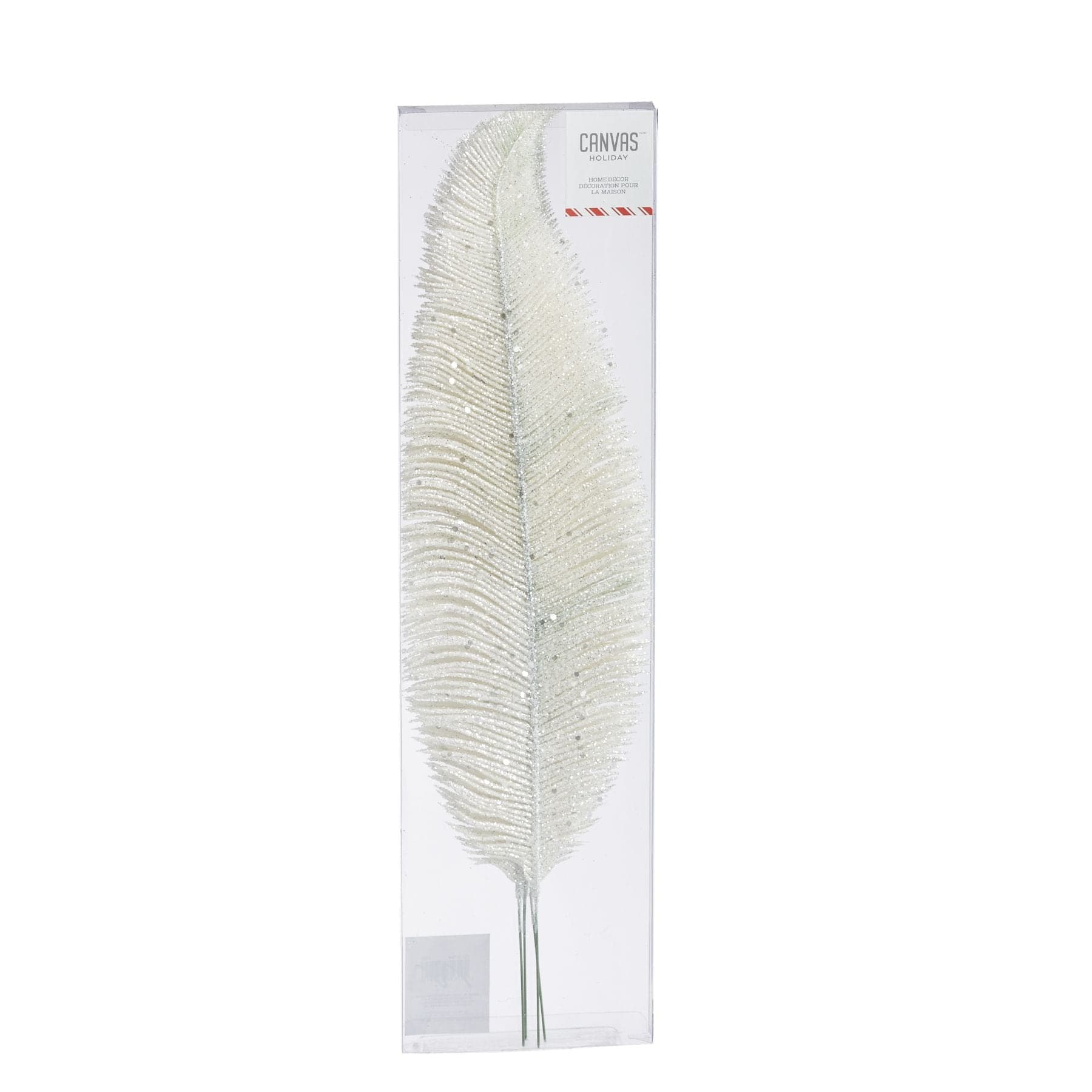 CANVAS White Collection Decoration Feather Christmas Ornament Set, 18-in, 4-pk