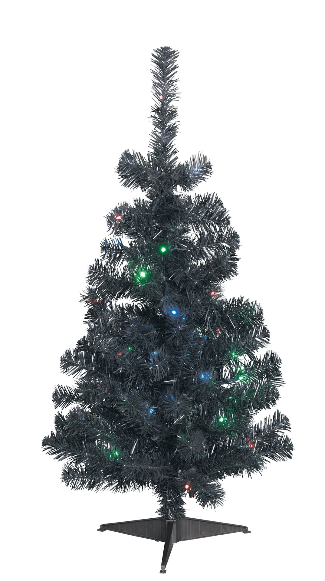 NOMA Pre-Lit LED Christmas Indoor Decoration Artificial Tabletop Tree, Black, 3-ft