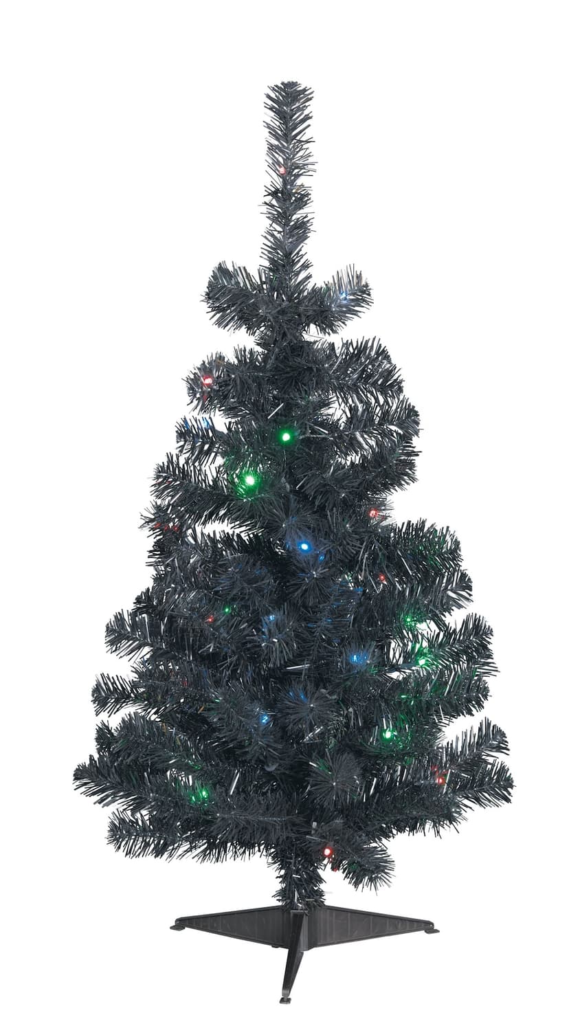 NOMA Pre-Lit LED Christmas Indoor Decoration Artificial Tabletop Tree, Black, 3-ft