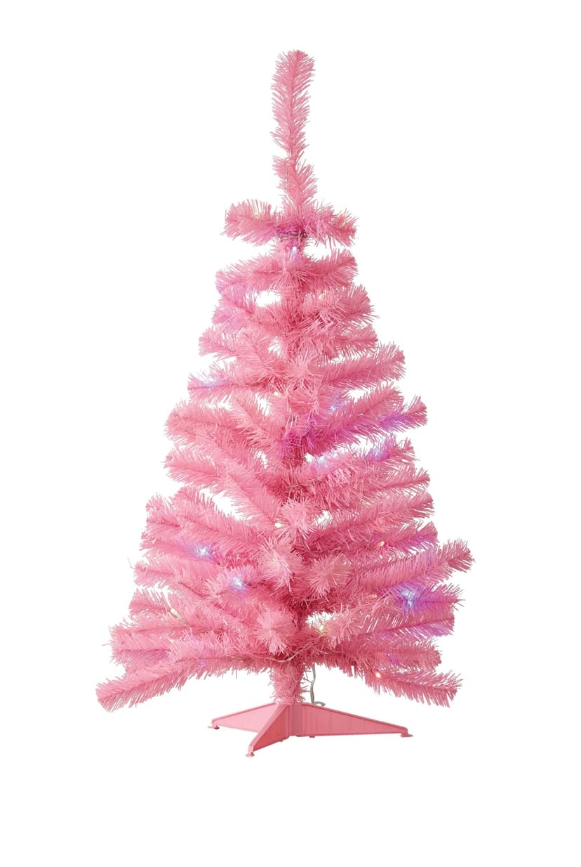 NOMA Pre-Lit LED Christmas Indoor Decoration Artificial Tabletop Tree, Pink, 3-ft