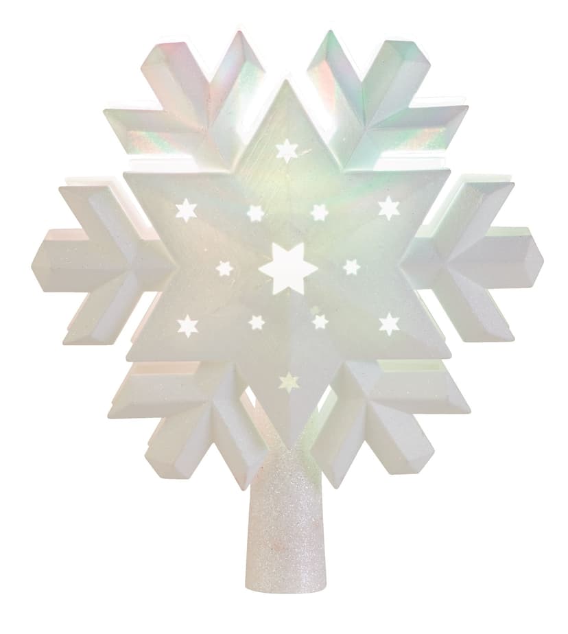 CANVAS Traditional Fibre Optic Christmas Decoration Snowflake Projector Tree Topper, White, 9 3/4-in