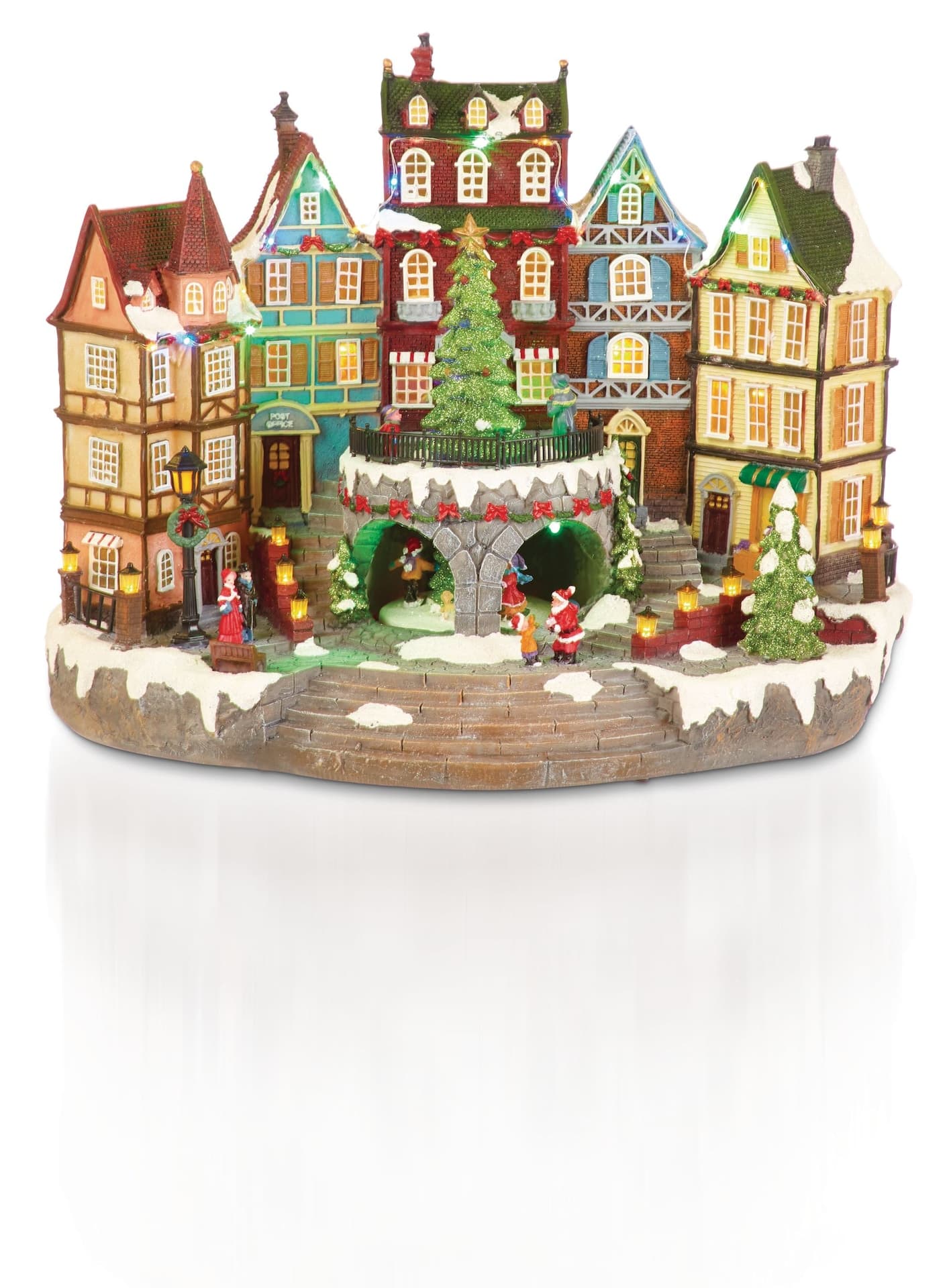 For Living Miniature Christmas Village Town Scene Decoration Set, 12 4/5-in