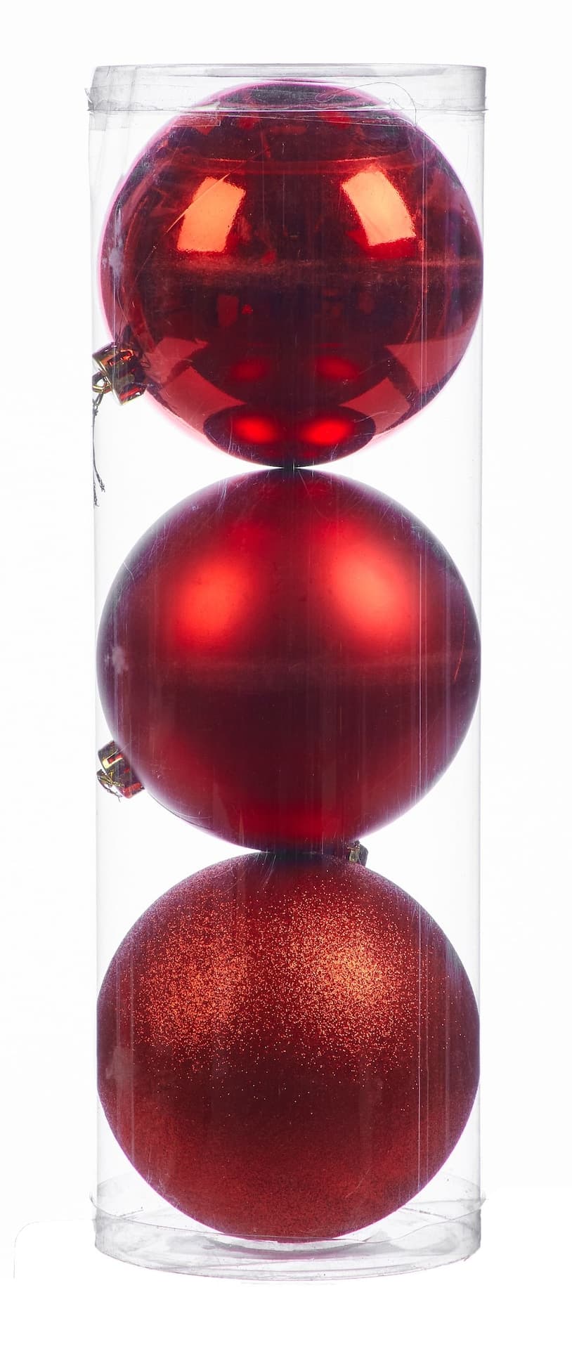 For Living Shatterproof Decoration Ball Christmas Ornament Set, Red, 6-in, 3-pc