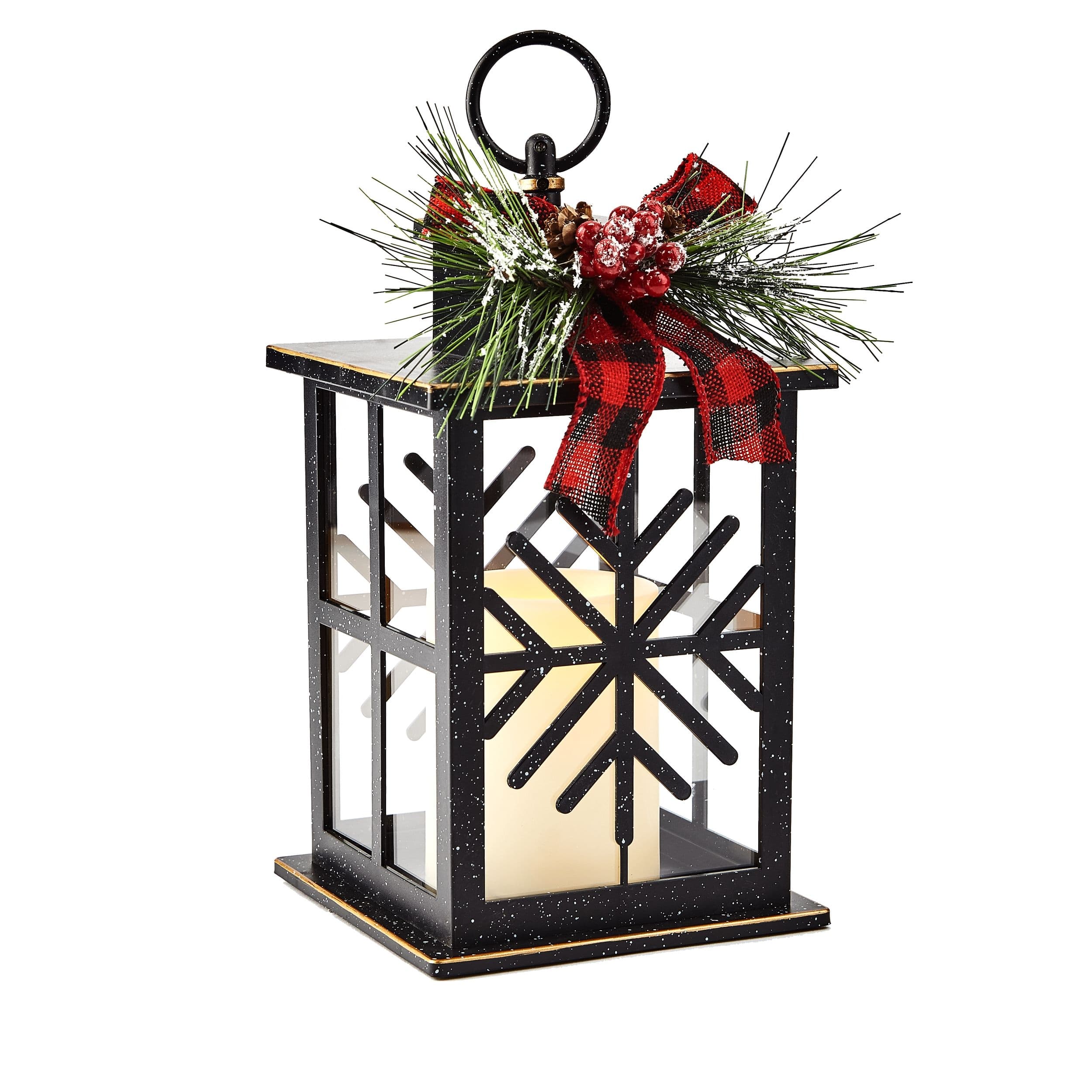 CANVAS Plastic LED Christmas Decoration Snowflake Motif Lantern with Timer, 9 4/5-in