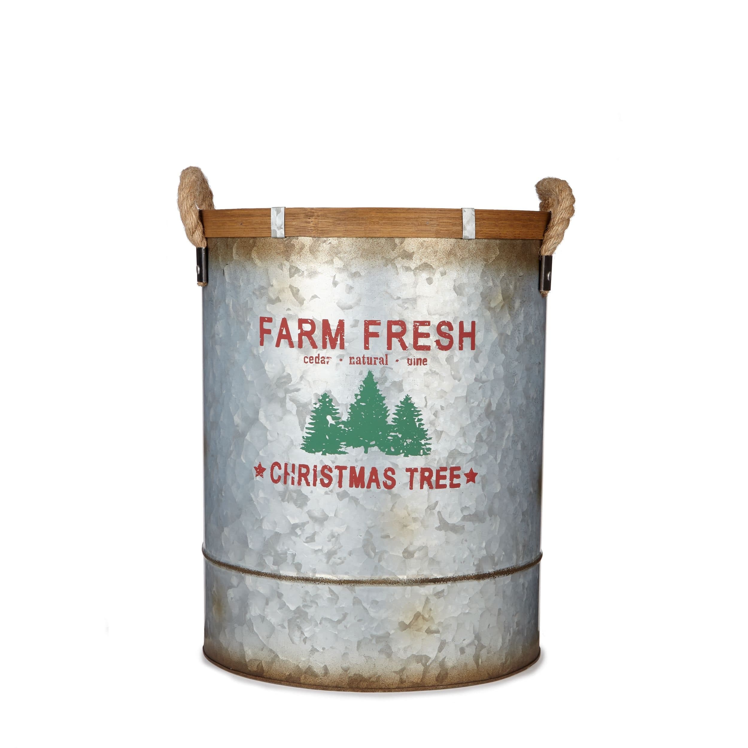 CANVAS Farm Fresh Metal Christmas Decoration Tree Bucket, 12 x 16-in