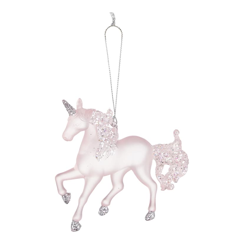 CANVAS Brights Collection Glass Decoration Unicorn Christmas Ornament, Matte Pink, 110-mm
