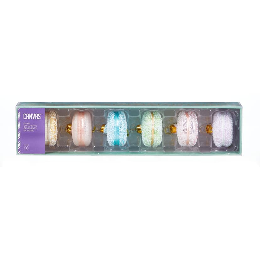 CANVAS Brights Collection Glass Bead Macaron Christmas Ornament, Assorted Colour, 6-pk