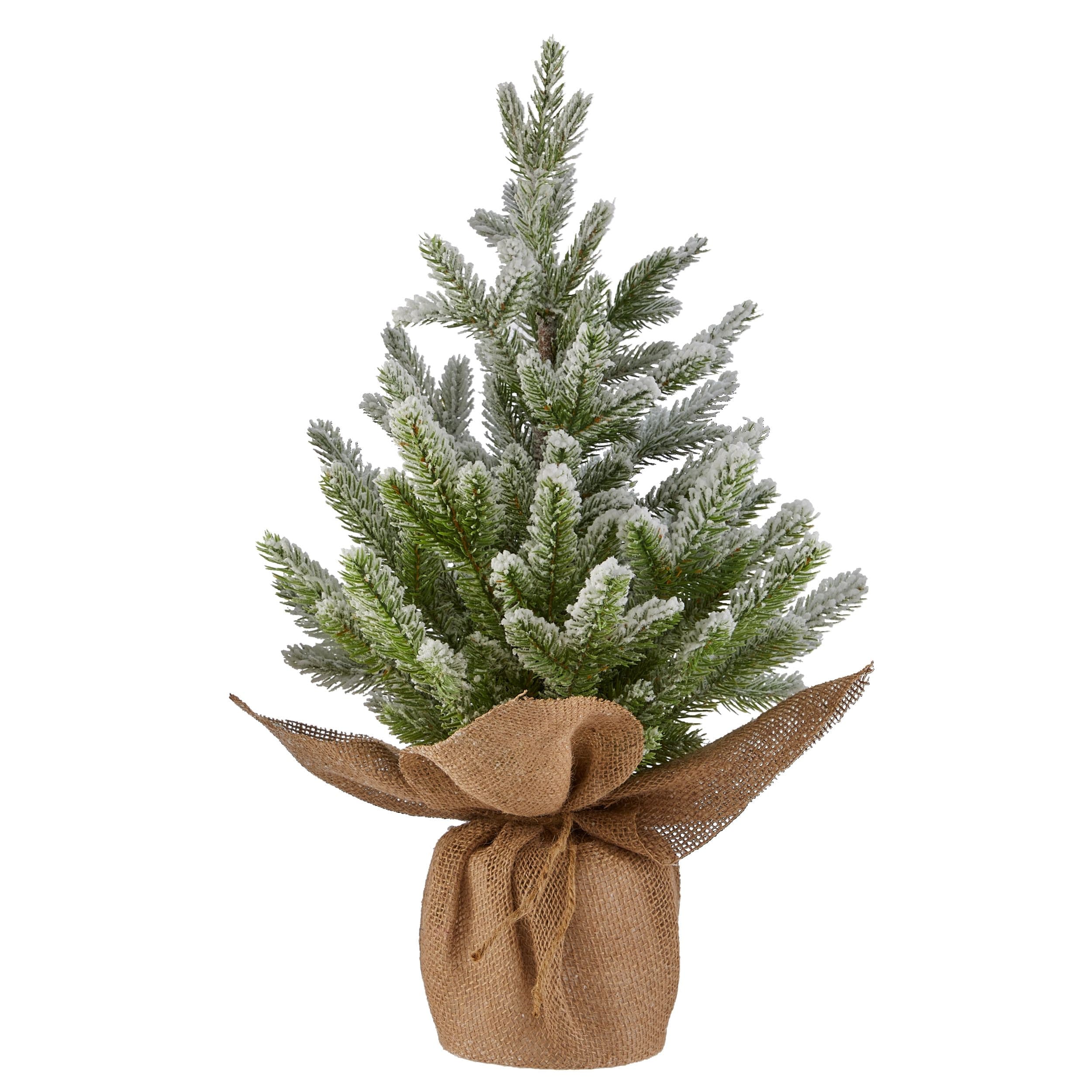 CANVAS Frosted Flocked Christmas Decoration Artificial Tree in Burlap Sack, 20-in