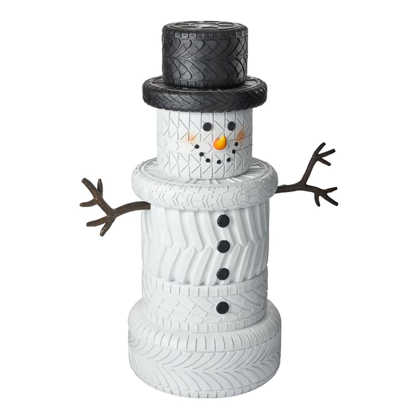 For Living Christmas Tire Snowman Store Décor, White, 4-ft