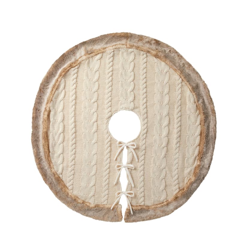 CANVAS Christmas Decoration Oat Cable Knit Tree Skirt, 48-in