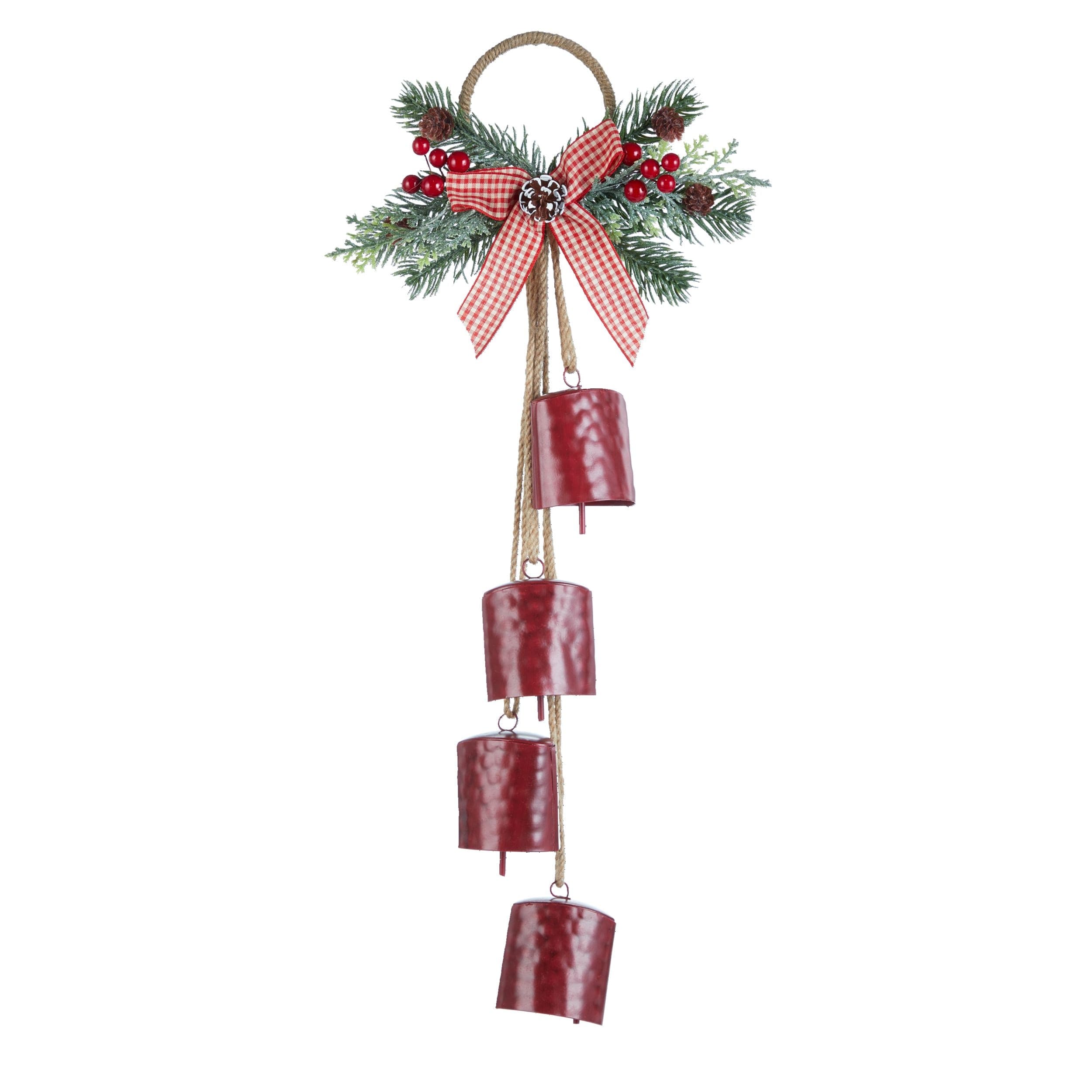 CANVAS Christmas Decoration Door Hanger Bell, Red