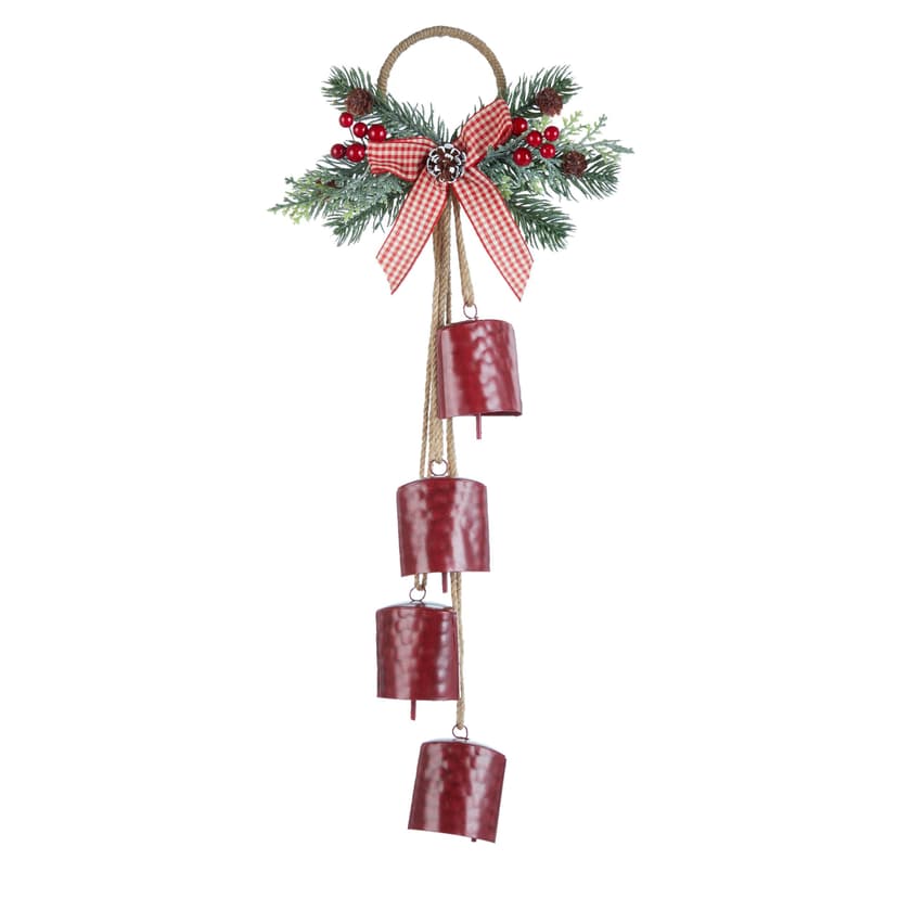 CANVAS Christmas Decoration Door Hanger Bell, Red