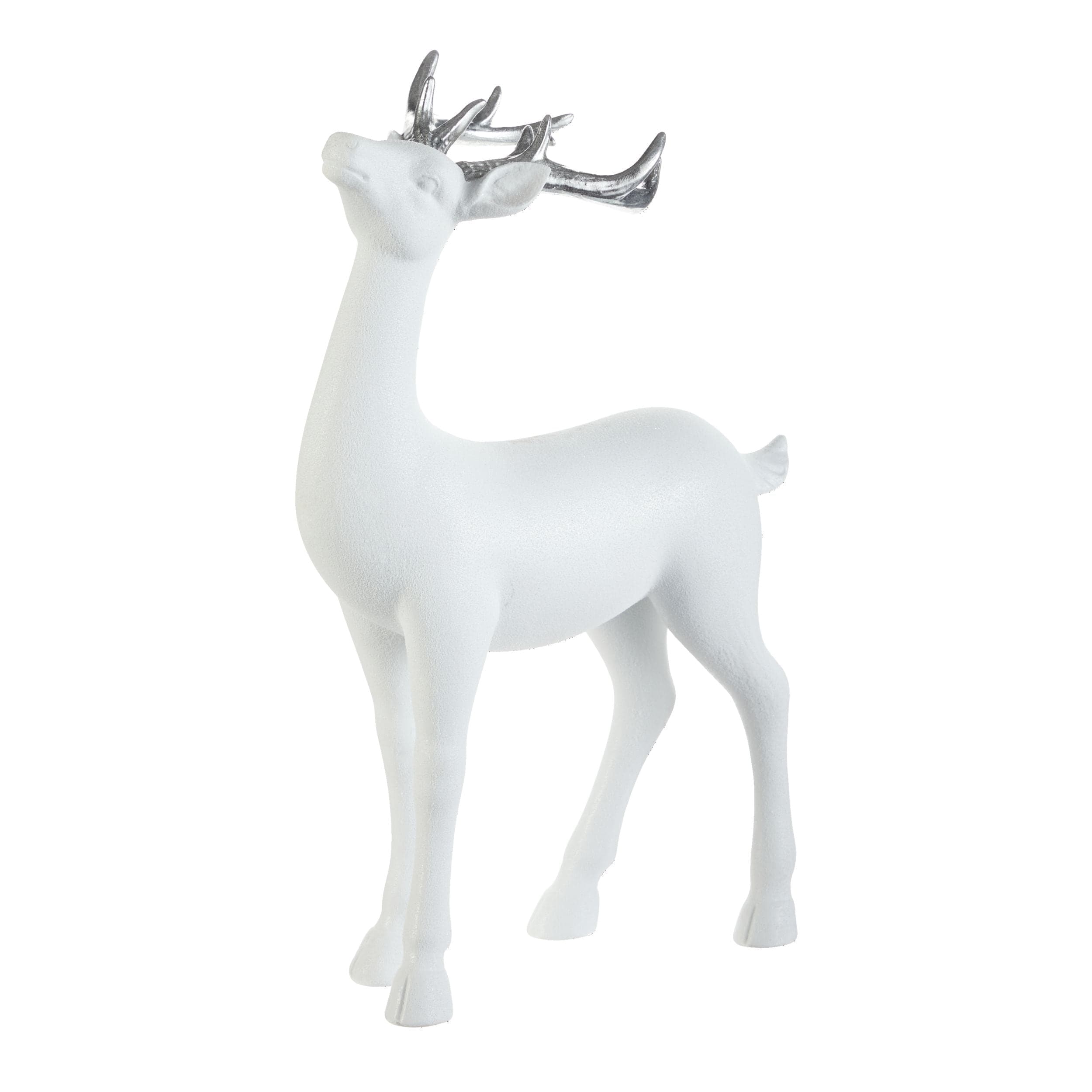 For Living Christmas Glittering Standing Deer Décor, White, 7-in