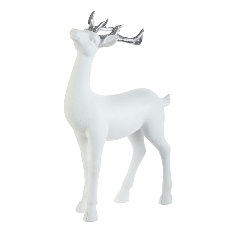 For Living Christmas Glittering Standing Deer Décor, White, 7-in