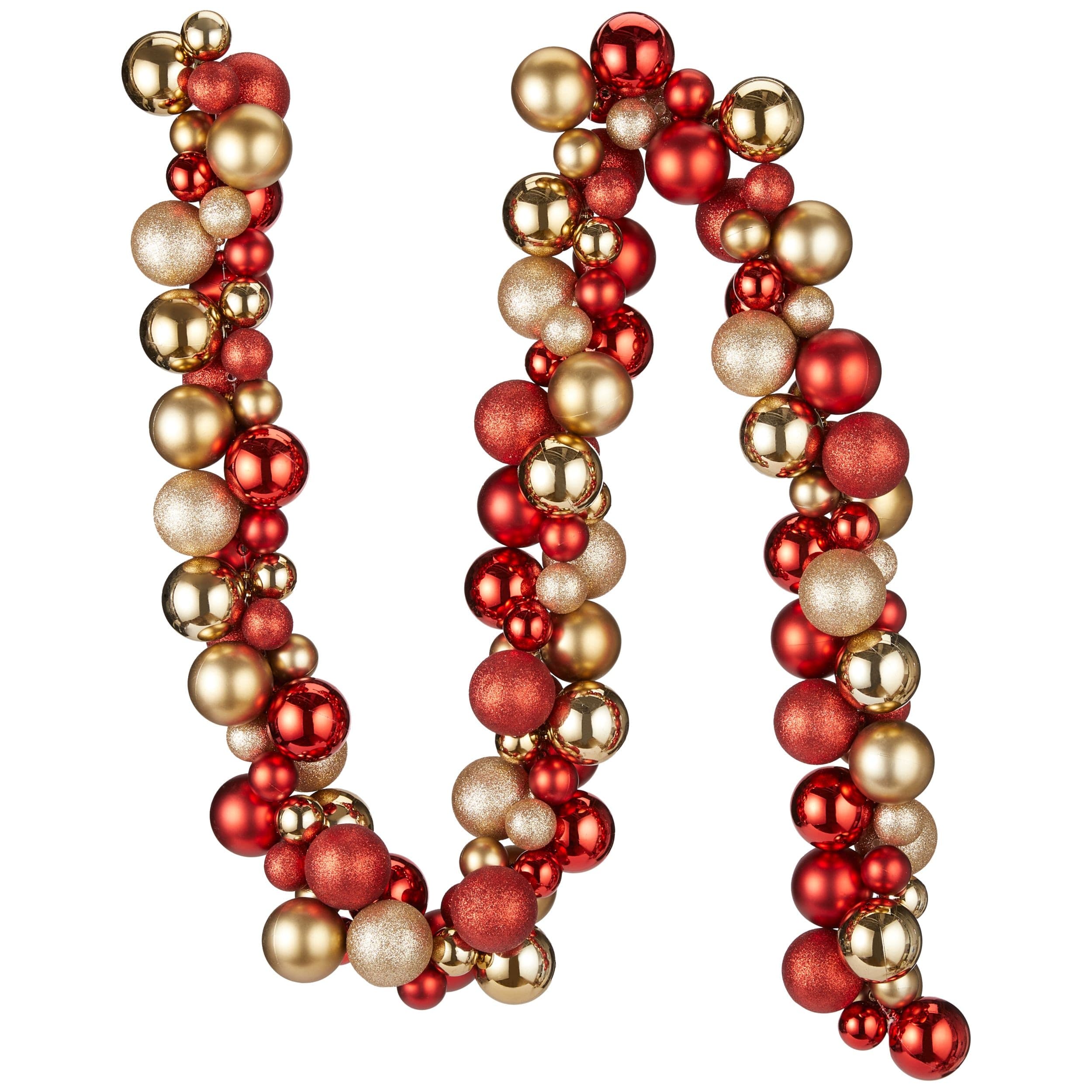 CANVAS Christmas Decoration Ball Garland, Red & Gold, 6-ft