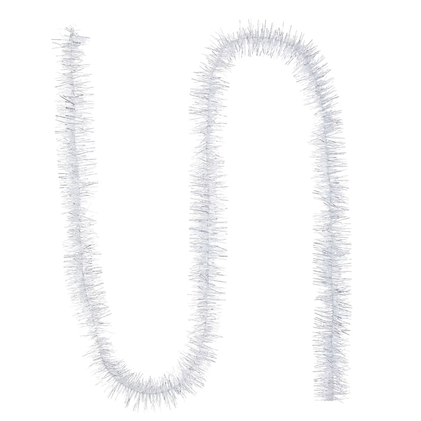 For Living Christmas Decoration Iridescent Tinsel, White, 50-ft