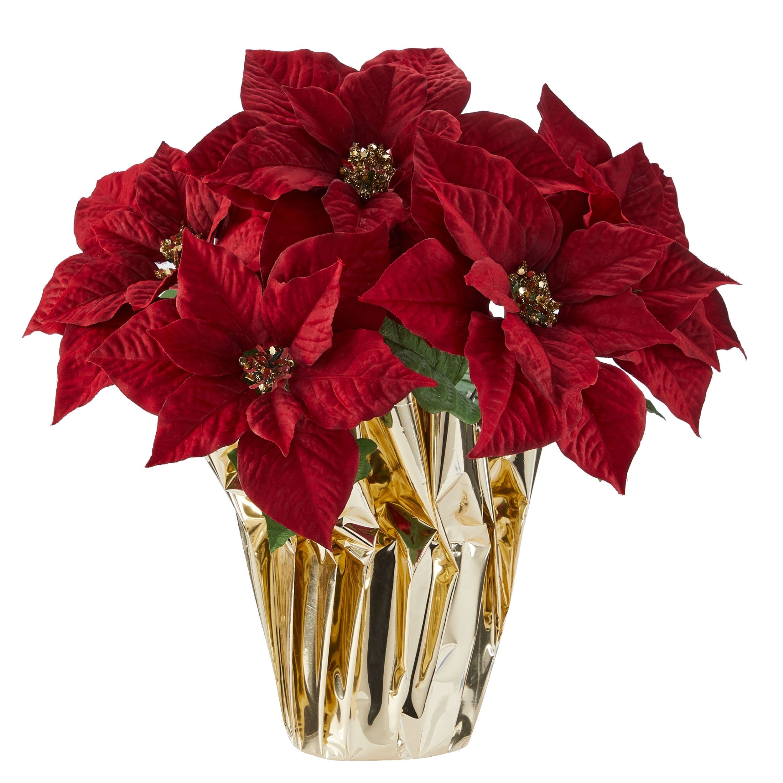 For Living Christmas Artificial Poinsettias BasketDécor, Red