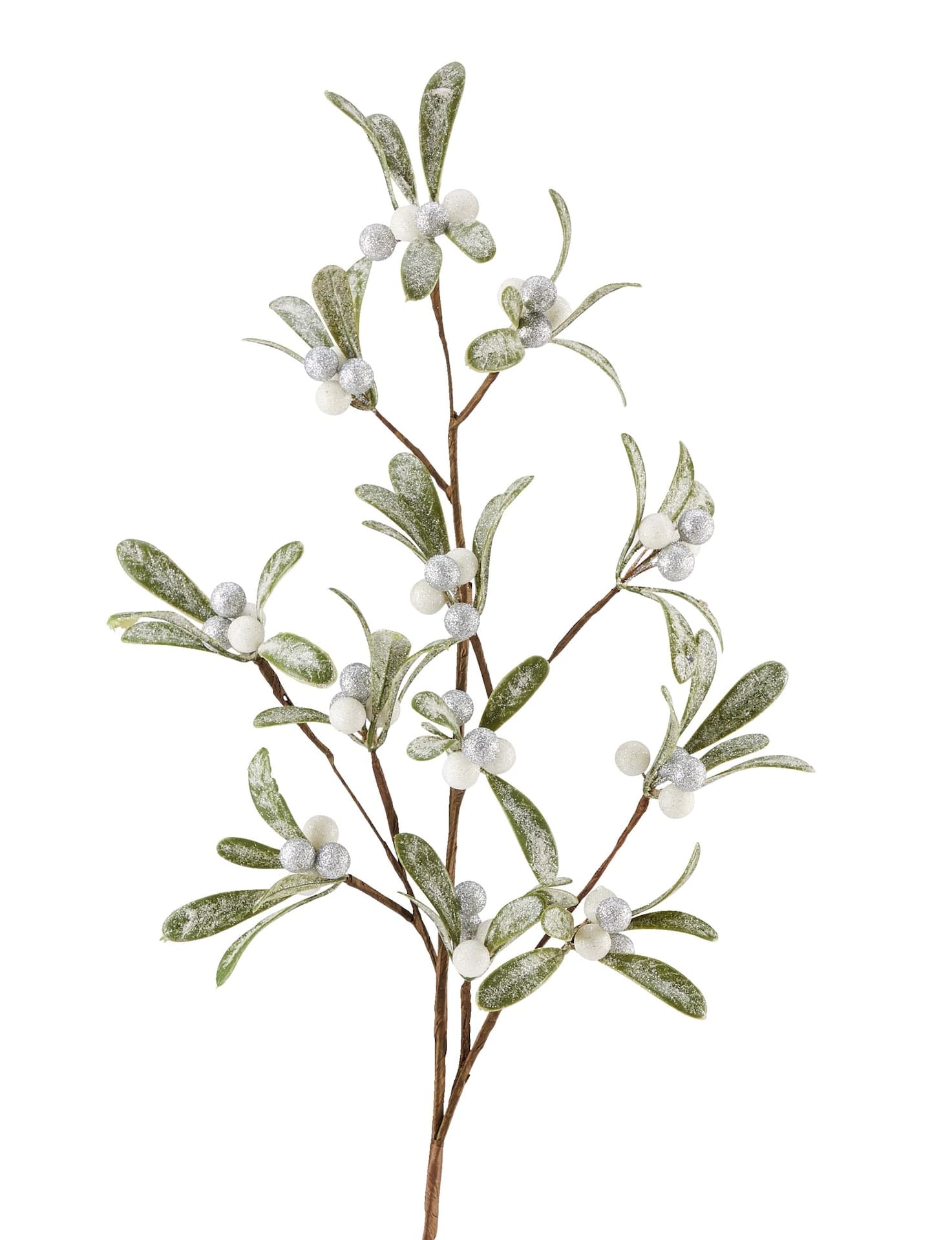 CANVAS Christmas Decoration Berry Leaf Spray, White, 30-in