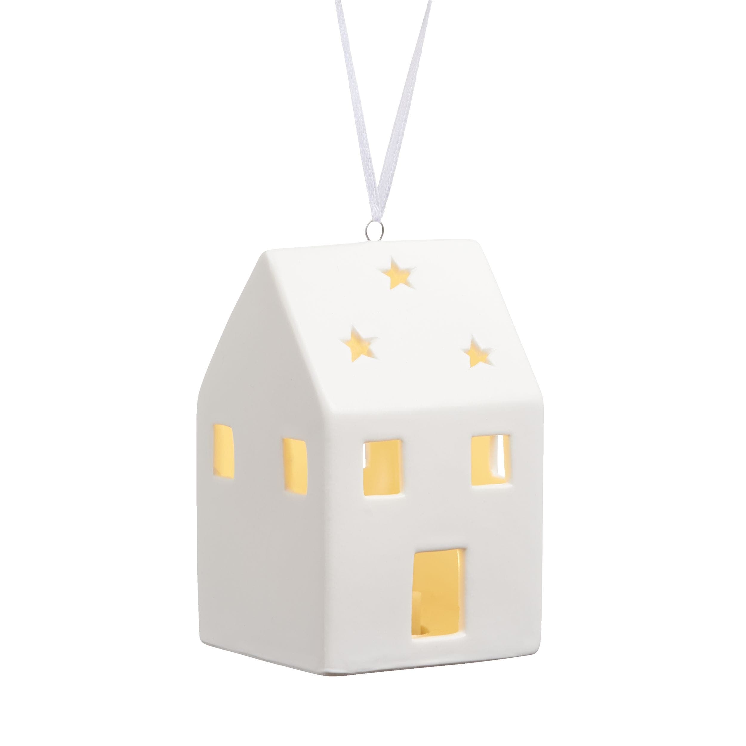 CANVAS White Collection Decoration LED Light Up House Christmas Ornament, 4-in