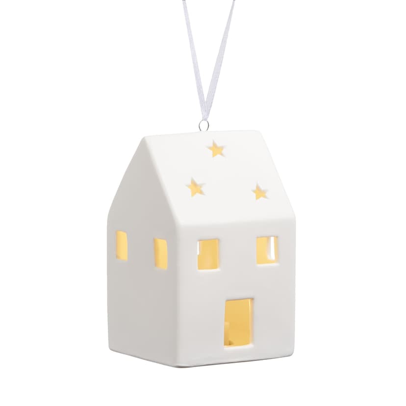 CANVAS White Collection Decoration LED Light Up House Christmas Ornament, 4-in