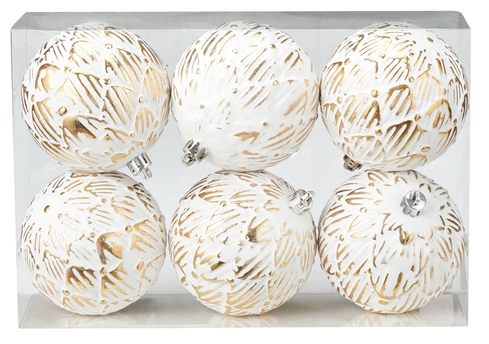 CANVAS Gold Collection Decoration Textured Ball Christmas Ornament Set, 80-mm, 6-pk