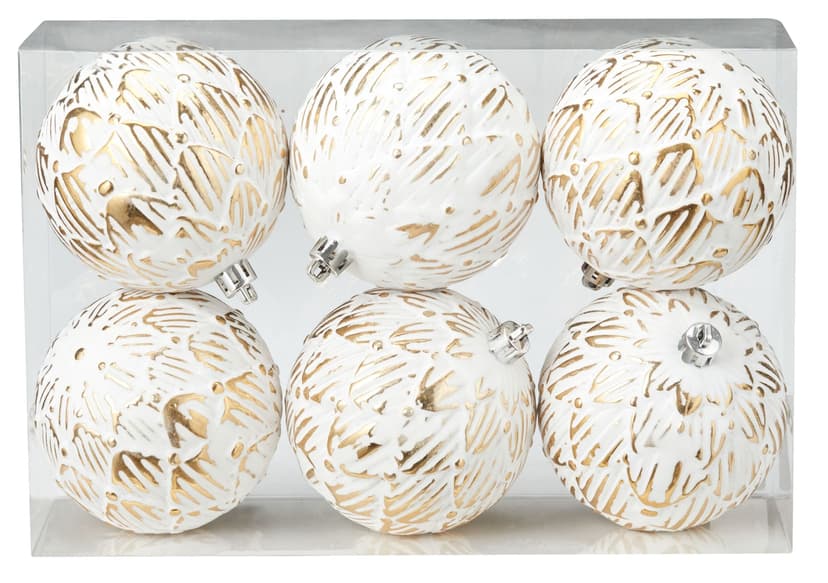 CANVAS Gold Collection Decoration Textured Ball Christmas Ornament Set, 80-mm, 6-pk
