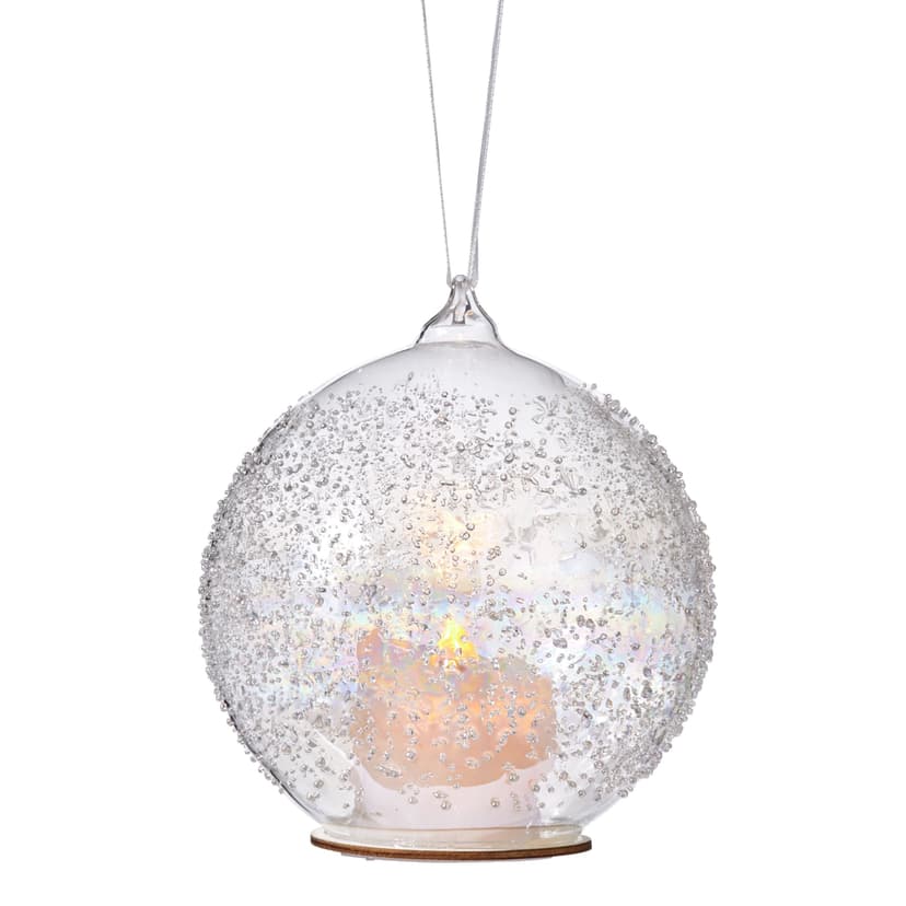 CANVAS White Collection Glass Decoration Sugared Glass Ball, Christmas Ornament, 100-mm