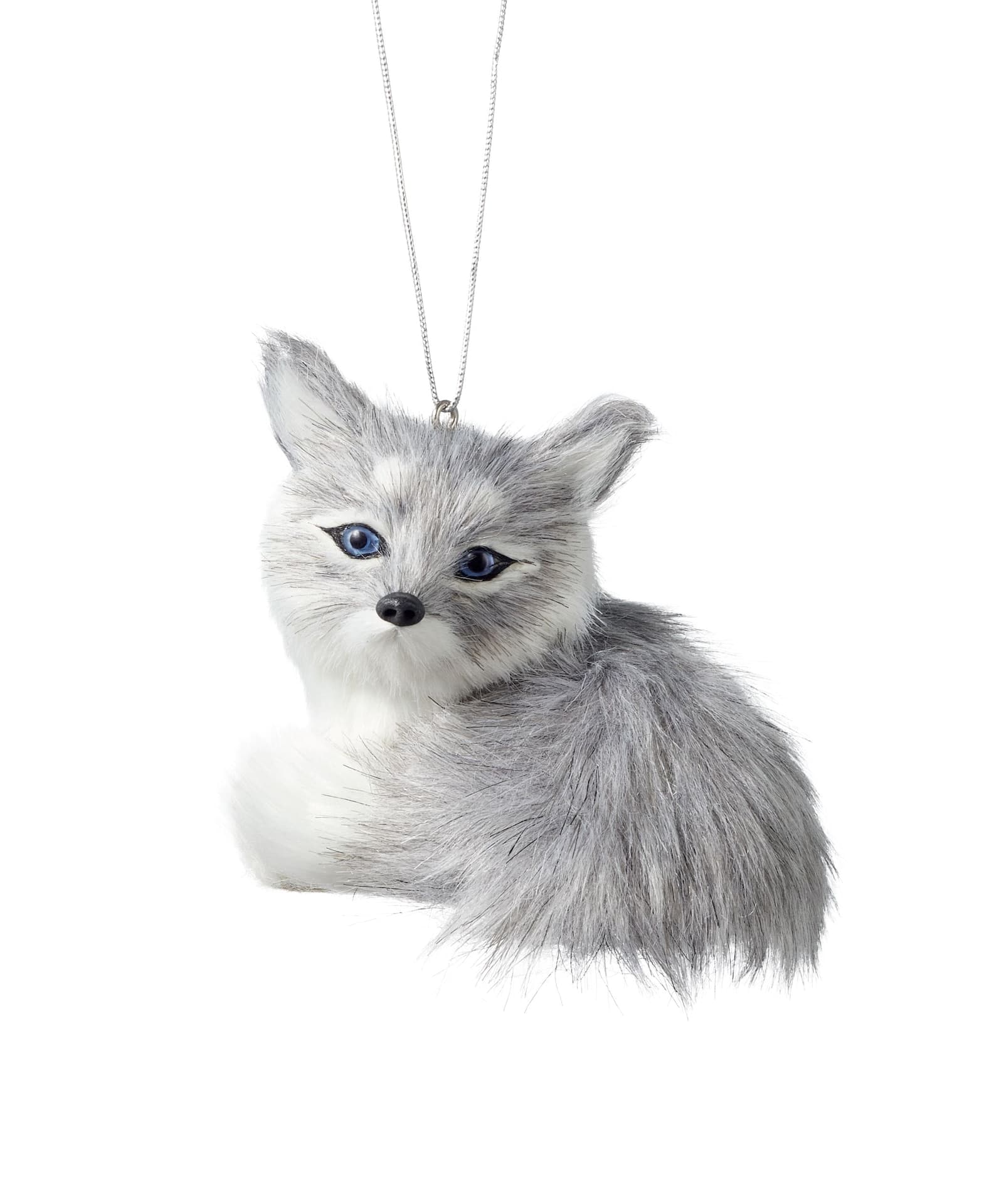 CANVAS Silver Collection Furry Arctic Fox Christmas Ornament, 3 1/2-in