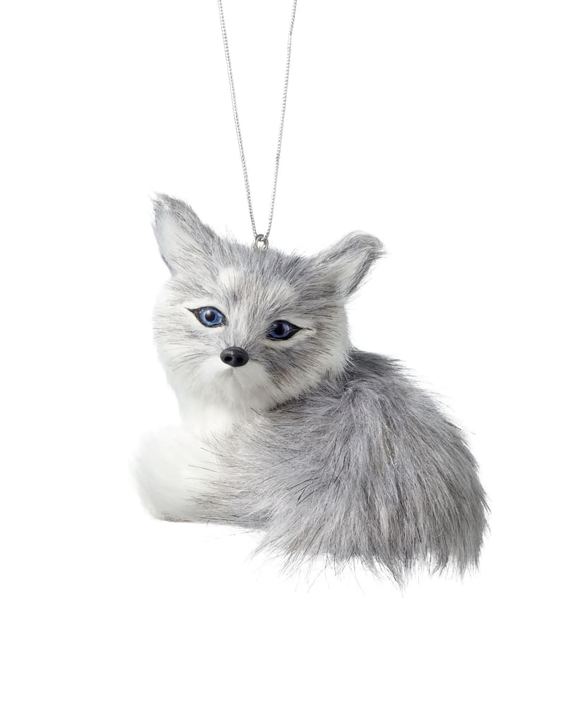 CANVAS Silver Collection Furry Arctic Fox Christmas Ornament, 3 1/2-in