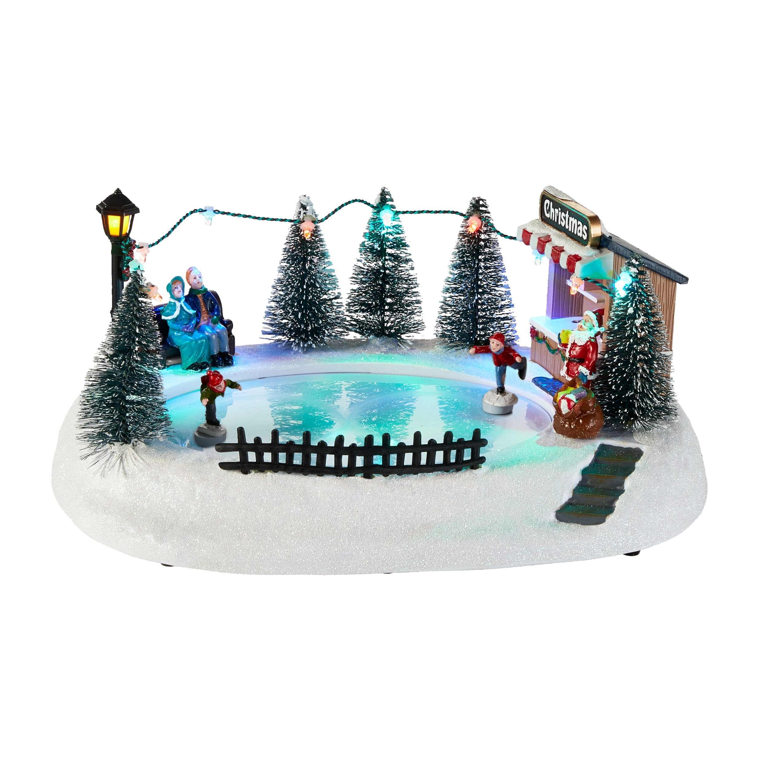 For Living Christmas Village Skating Rink Decoration Set, 11-3/8-in