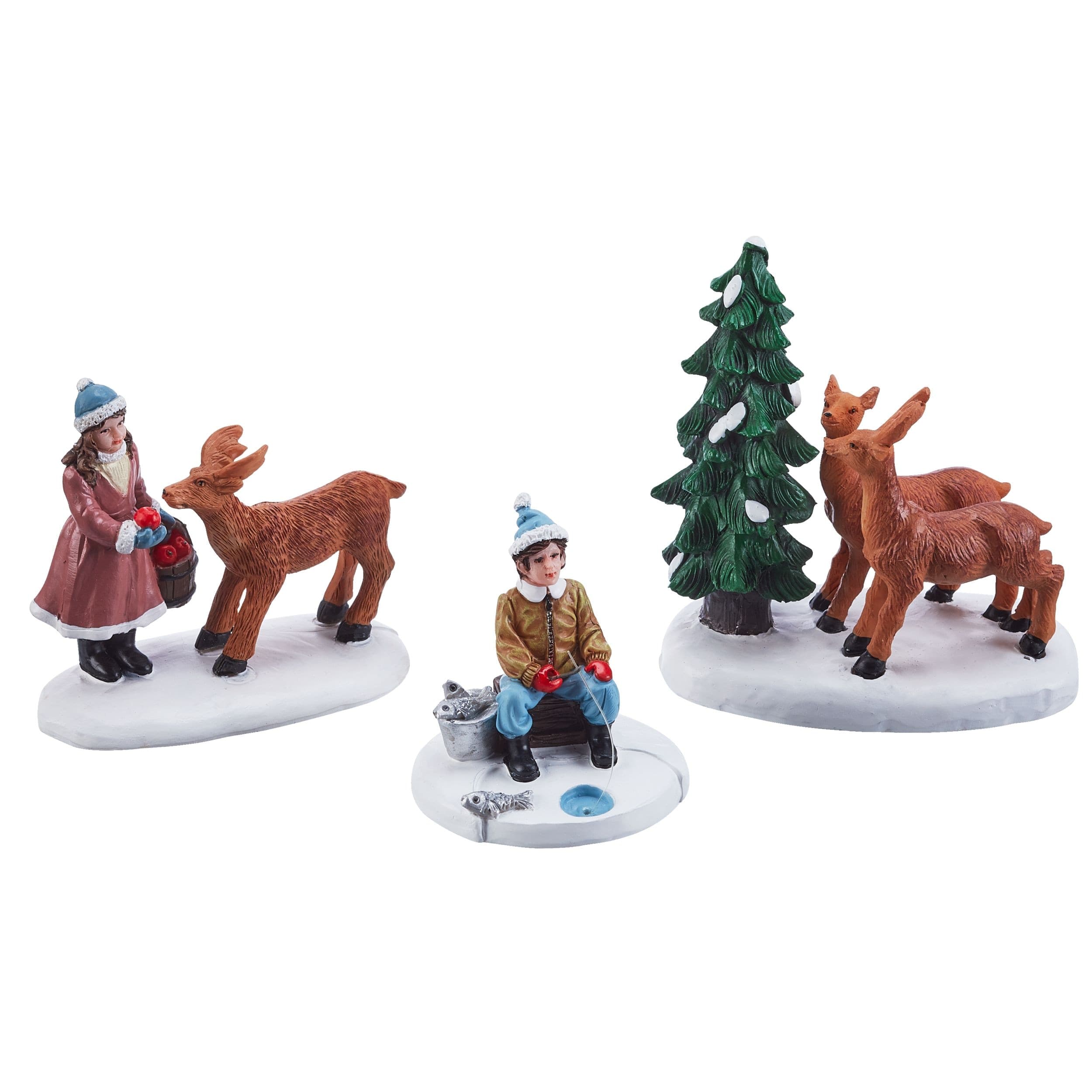For Living Christmas Decoration Village Wild Animals Accessory Set, 3-pc