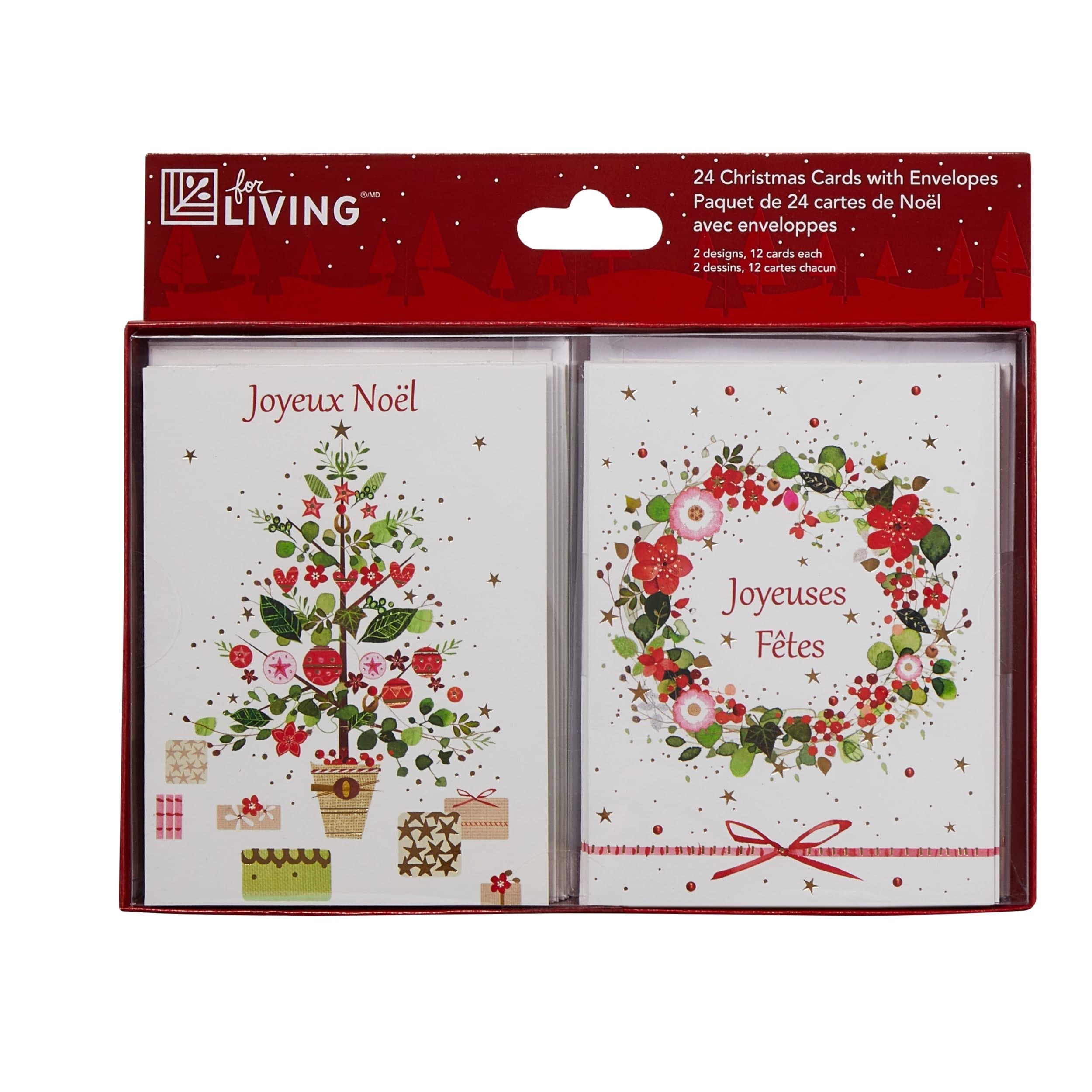 For Living Christmas Card Pack, French, 24-pc