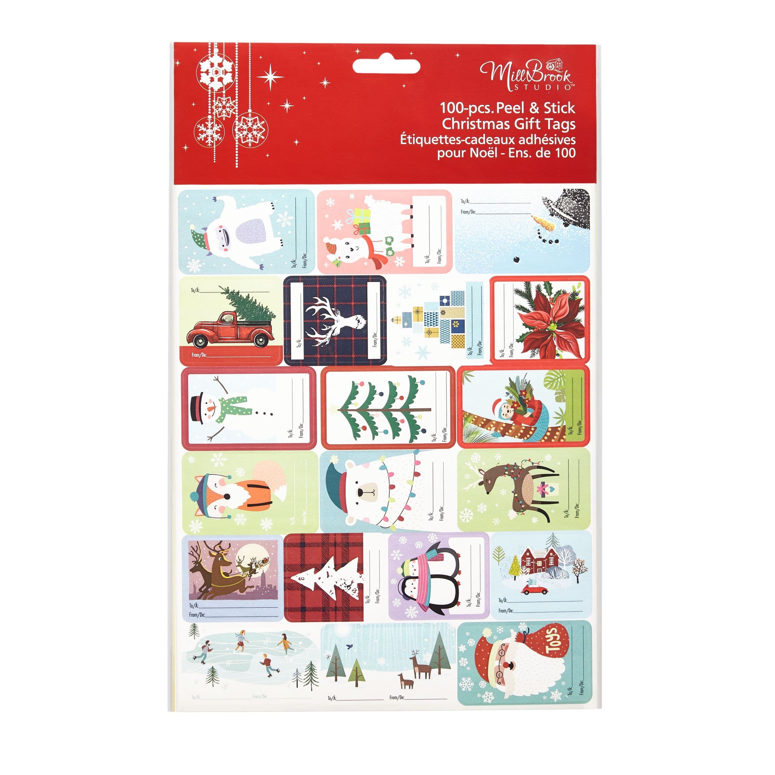 For Living Peel & Stick Christmas Decoration Holiday Gift Tags, 100-pc
