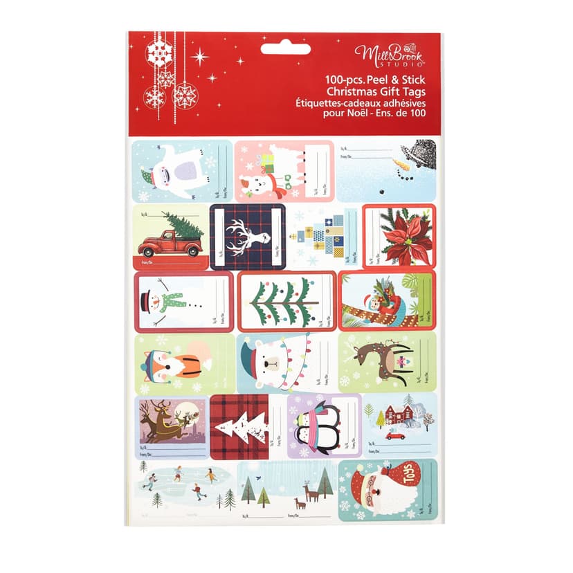 For Living Peel & Stick Christmas Decoration Holiday Gift Tags, 100-pc