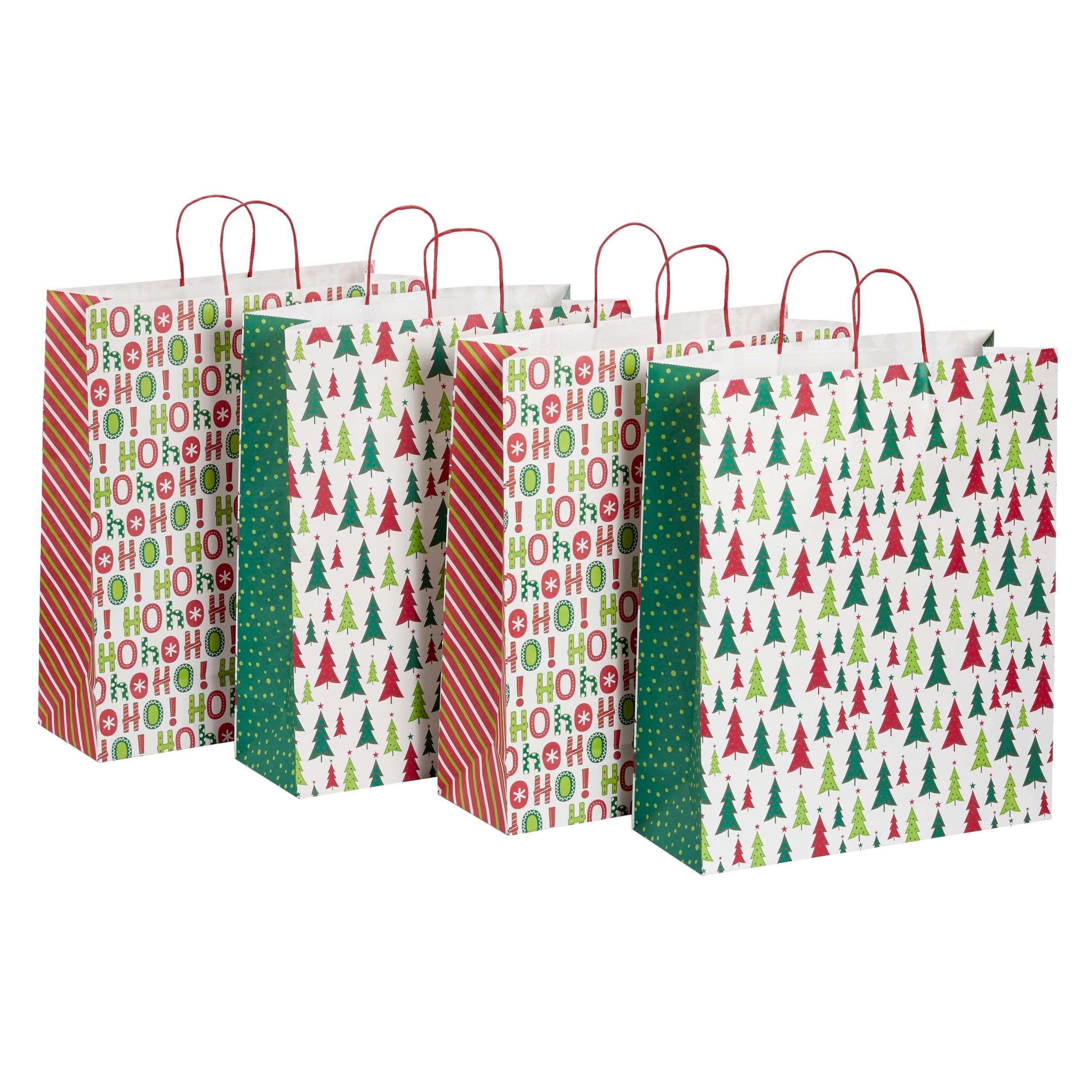 For Living Paper Christmas Decoration Gift Bags, Jumbo, 4-pk