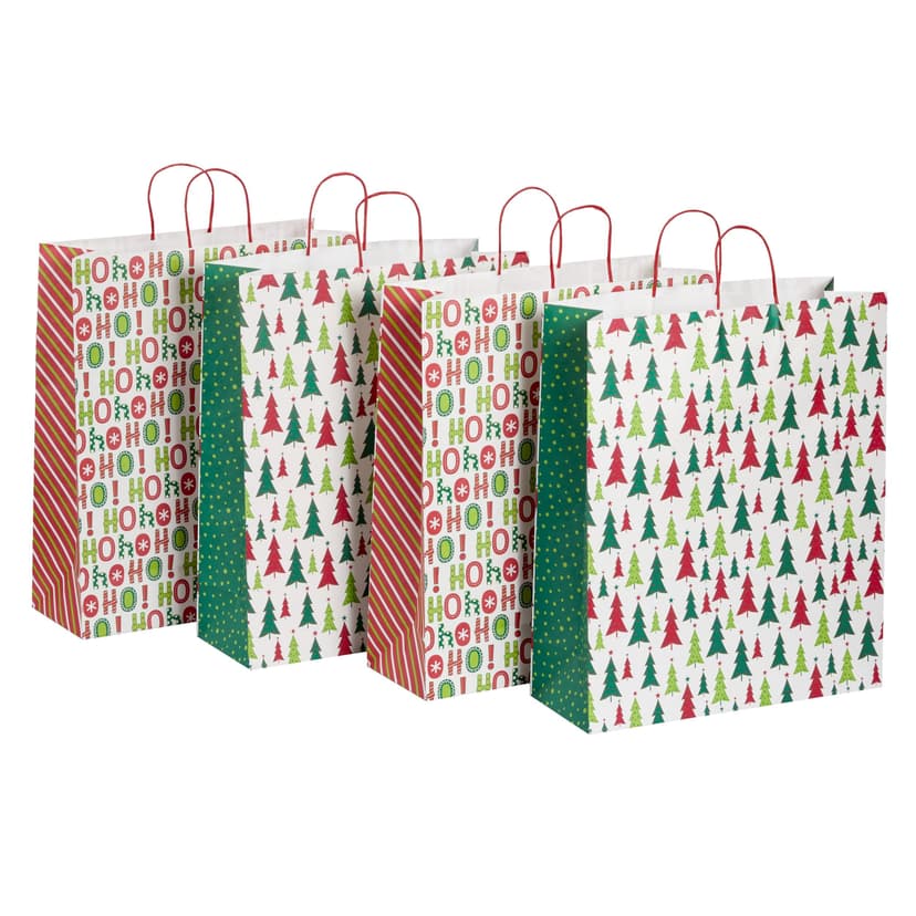 For Living Paper Christmas Decoration Gift Bags, Jumbo, 4-pk