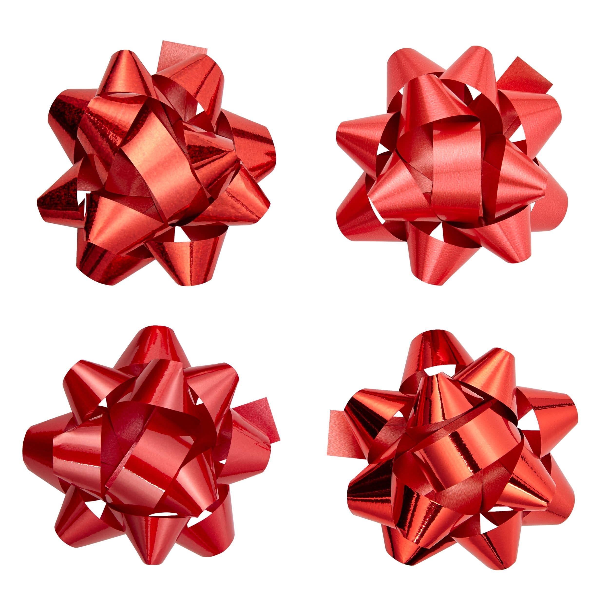 For Living Christmas Decoration Gift Bows, Red Metallic, 15-pc