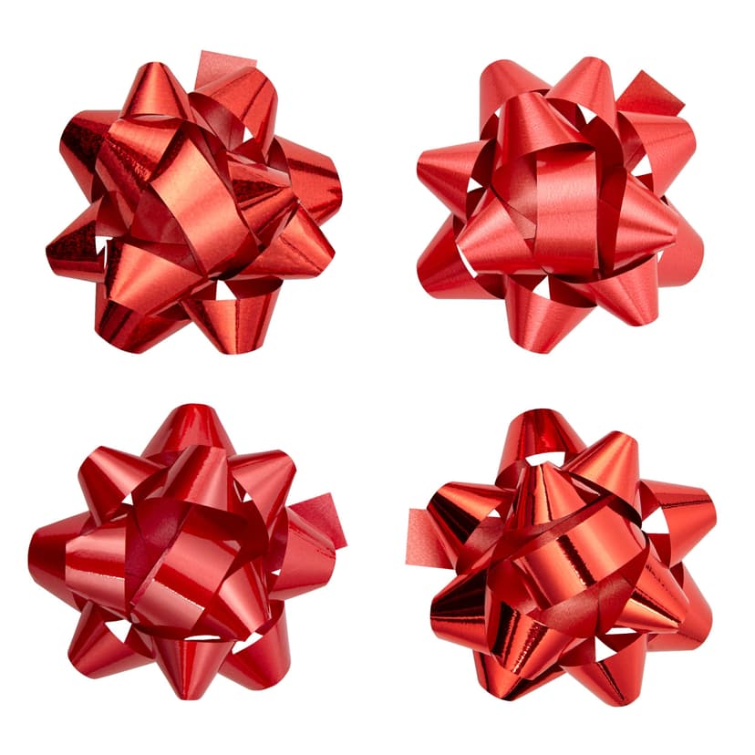 For Living Christmas Decoration Gift Bows, Red Metallic, 15-pc