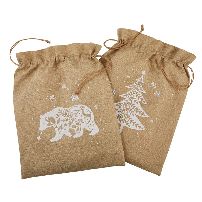 CANVAS Christmas Decoration Burlap Sac, Brown, 16 x 20-in, 2-pk