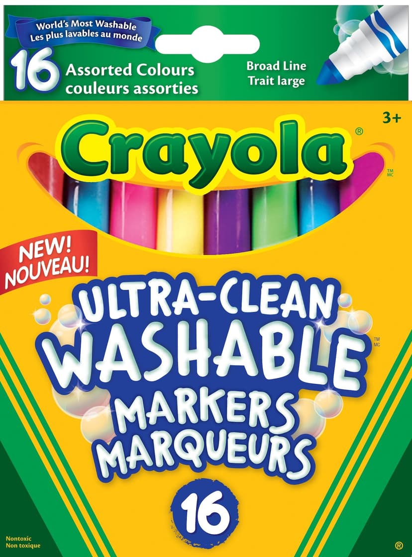 Crayola Broad Line Ultra-Clean Washable Markers, 16-pk
