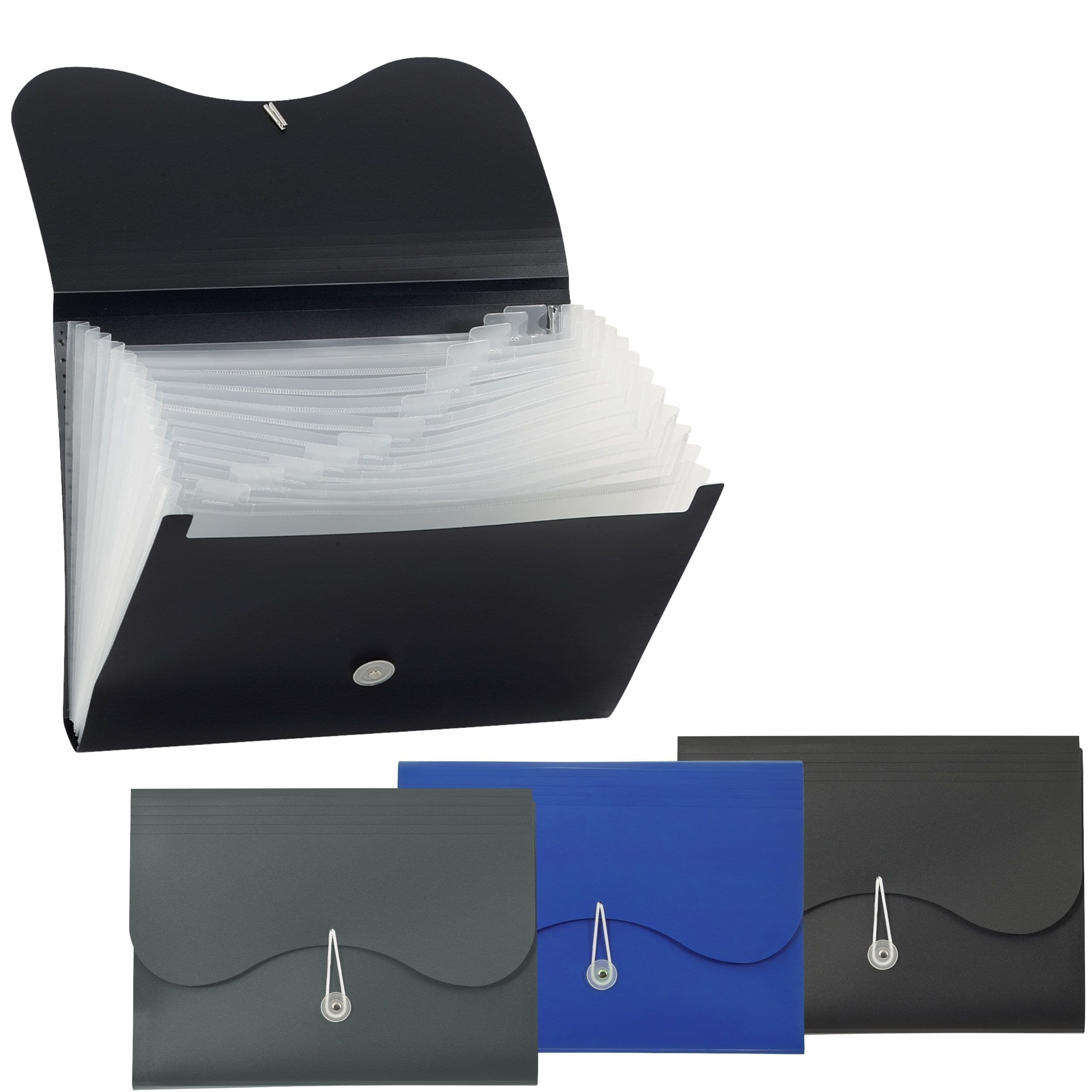 Merangue Poly Expandable Letter Sized File Folder, 13 Pockets with Raised File Tabs