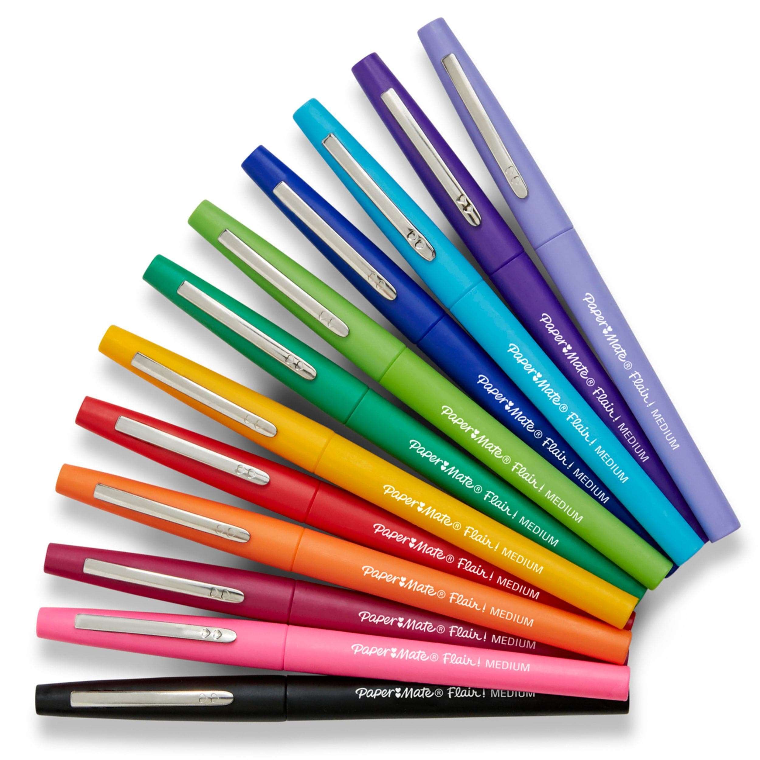 Paper Mate Flair Felt Tip Pens, Medium Point (0.7 mm), Assorted Colours, 12 Count