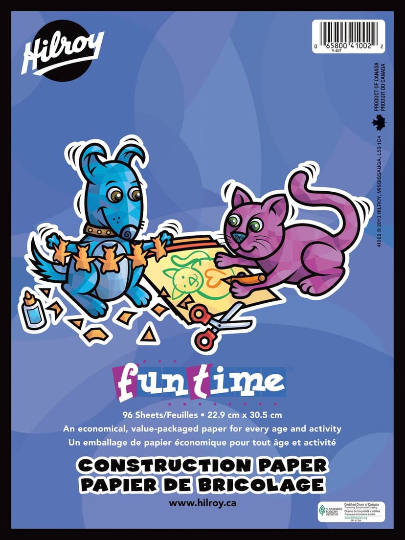Hilroy Fun Time Multi-Colour Blank Construction Paper, 96-pk