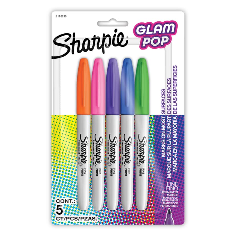 Sharpie Fine Color Glam Pop Assorted Permanent Markers, 5-ct