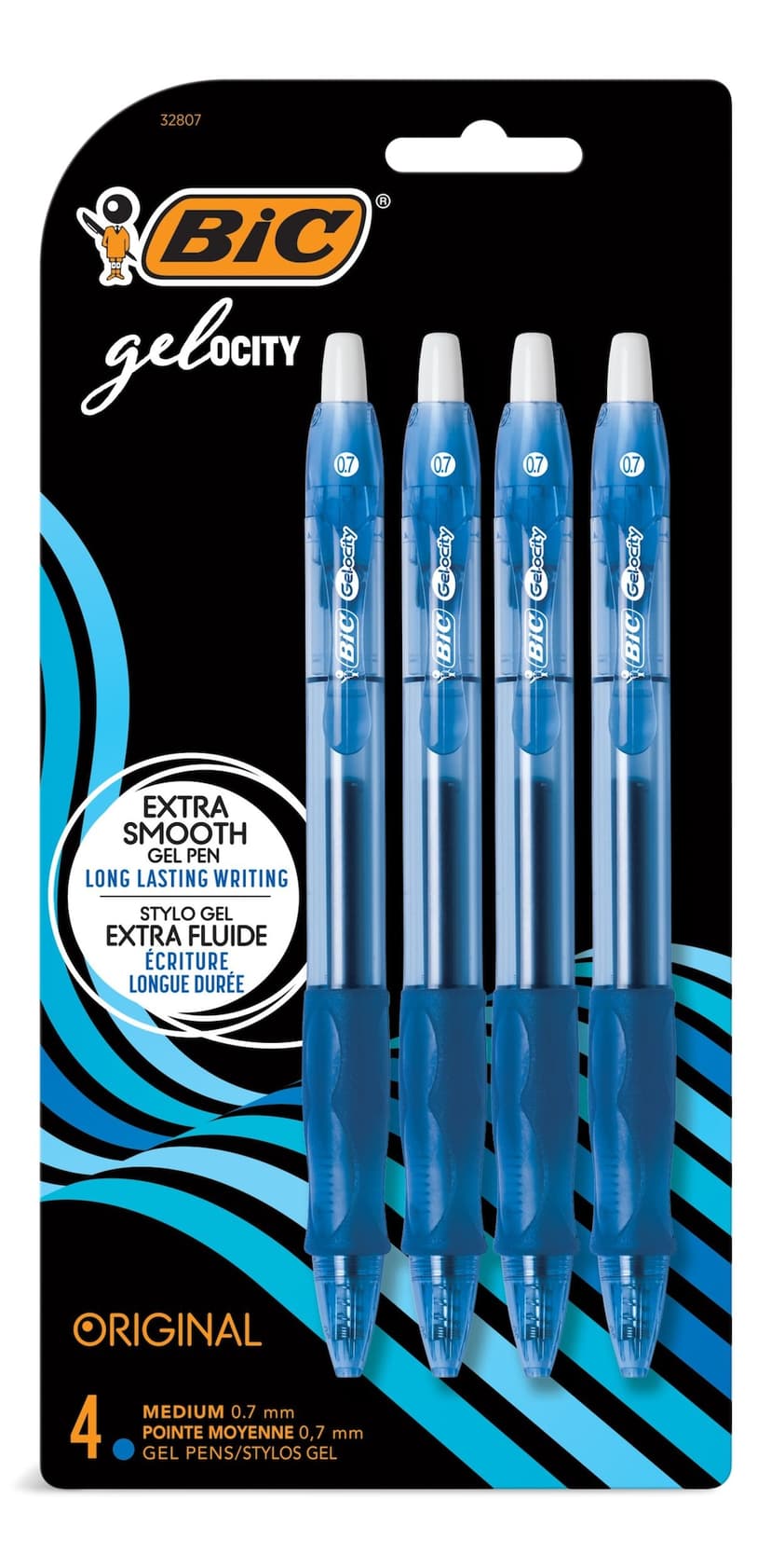 BIC Gelocity Original 0.7mm Medium Point Gel Pens, 4-ct