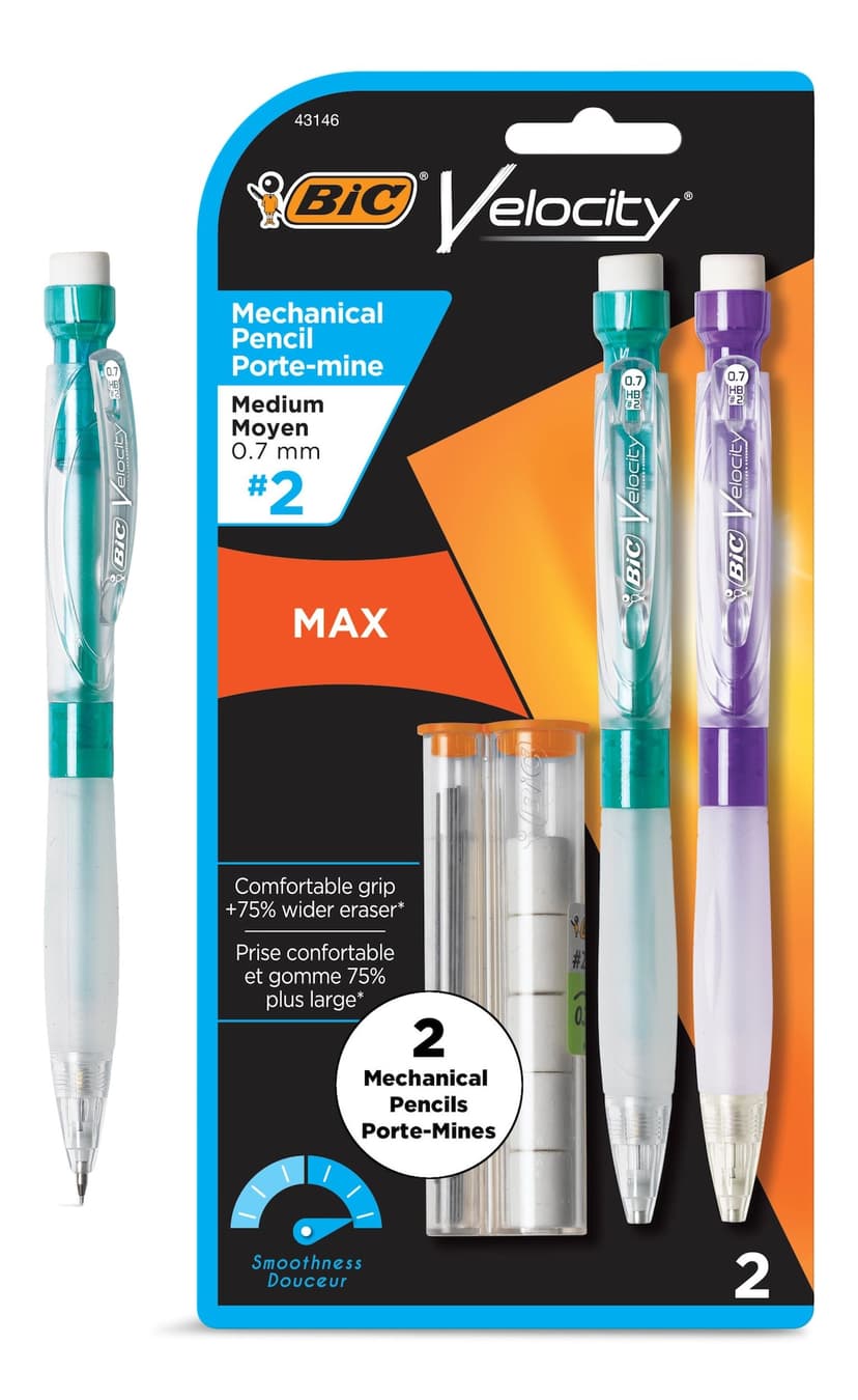 BIC Velocity Max Medium Point 0.7mm Mechanical Pencils, 2-ct