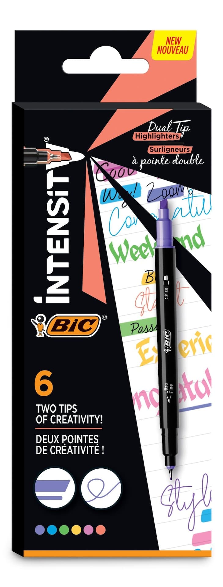 BIC Intensity Fineliner Marker Pen, Assorted, 6-pk