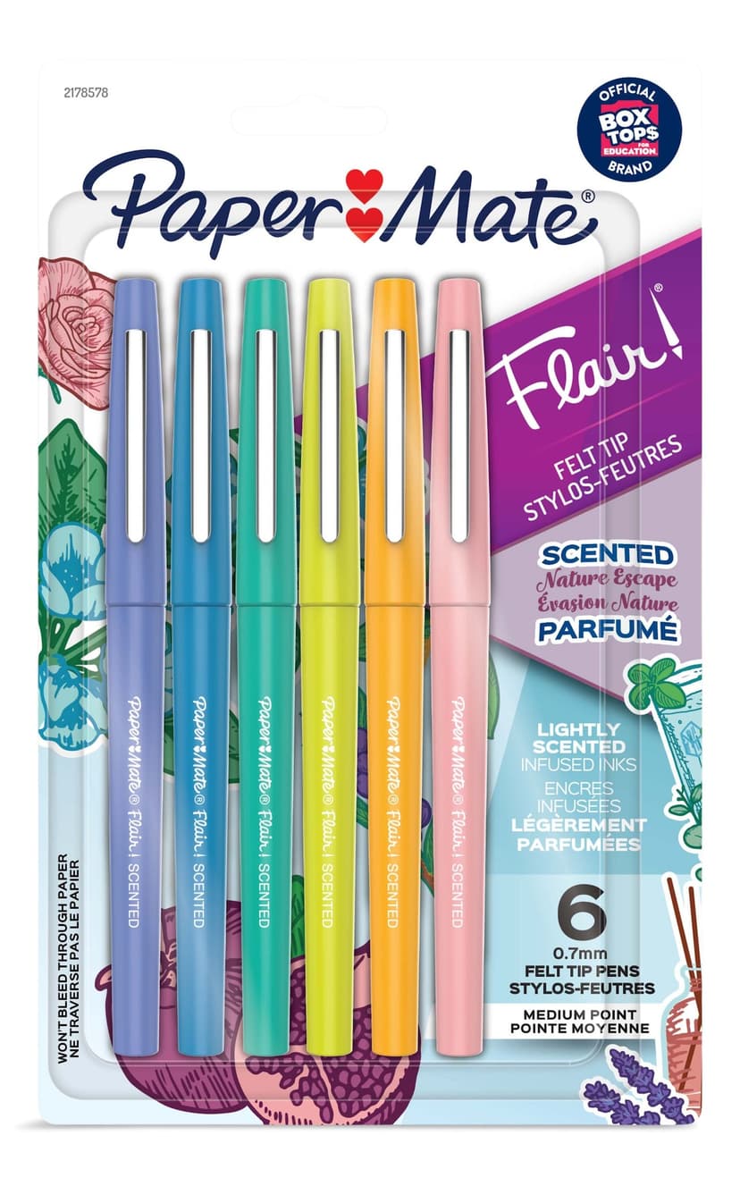 Papermate Flair Scented Nature Escape Felted Tip Pens, Assorted, 6-ct